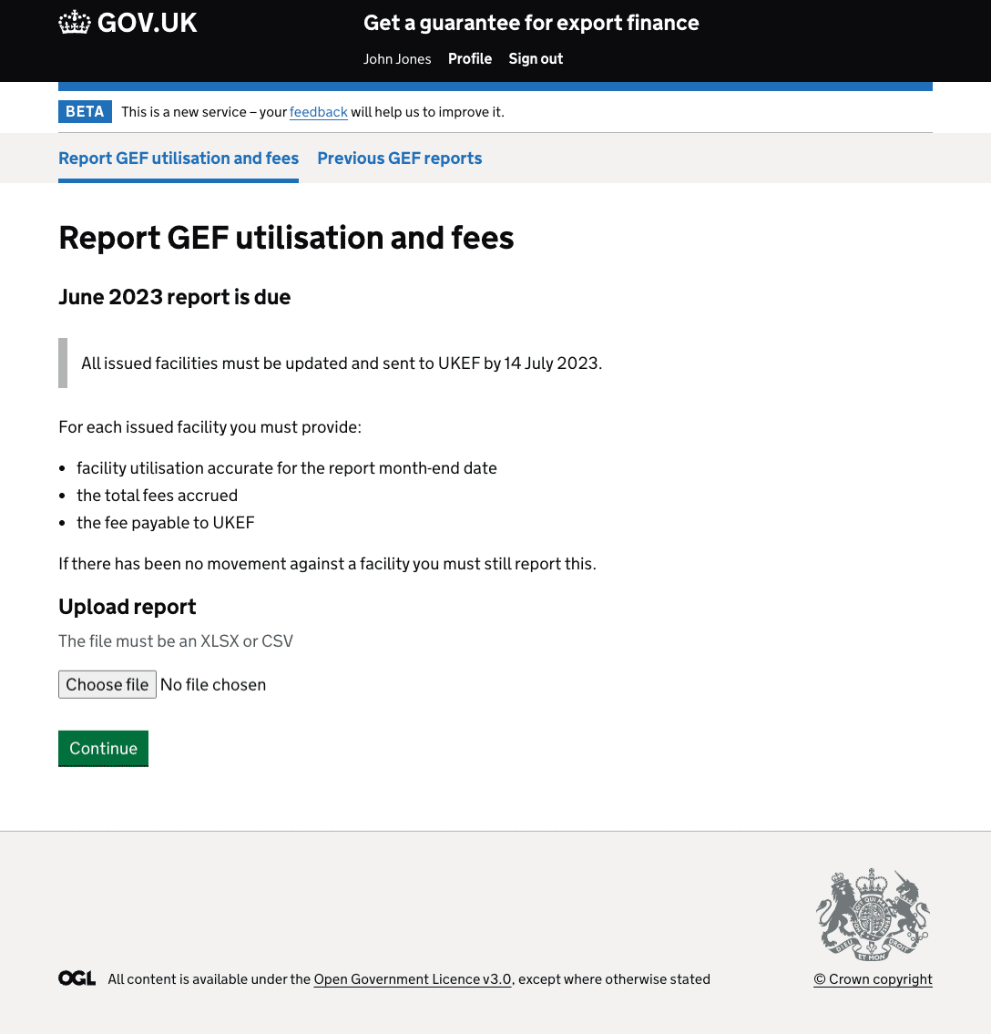 Export finance service interface